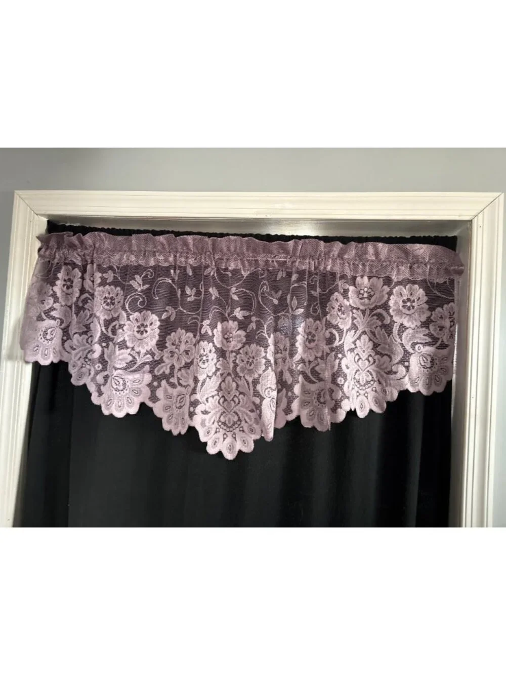 Purple Floral Lace Valance Curtain 54